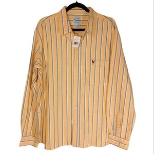 U.S EXPEDITION Yellow Blue White Thin Stripe Button Up Long Sleeve Shirt XL NWT